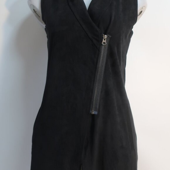 NWT Womens 209 wst 38 New York Black Faux Suede Long Semi Zip Vest/Dress XS - Picture 2 of 8